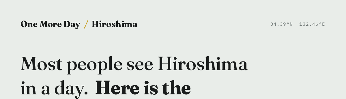 One More Day / Hiroshima